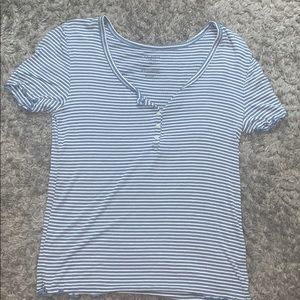 Blue and white striped tee